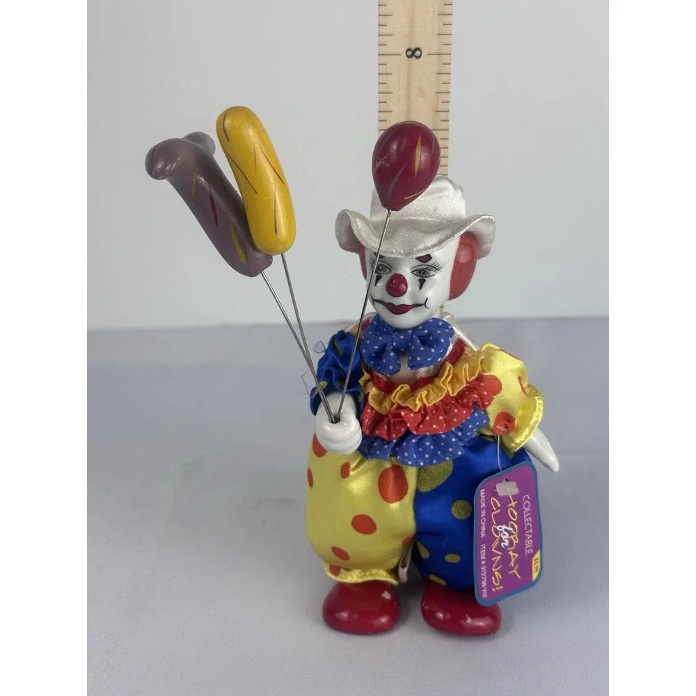 Vintage Hooray For Clowns Porcelain Clown Figurine Rite Aid Balloon Doll Tag